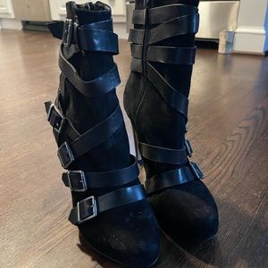 Sam Edelman Black Ankle Boots with Buckle Straps